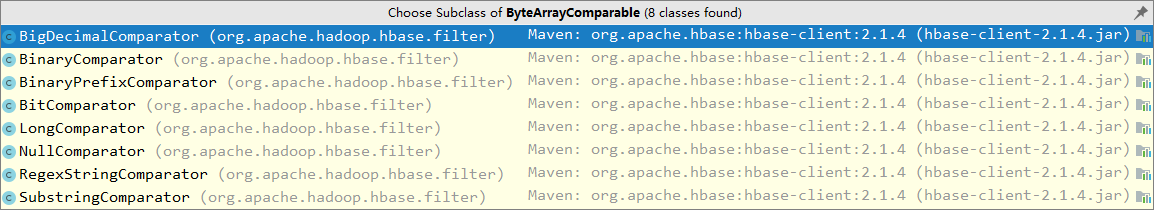 hbase-bytearraycomparable