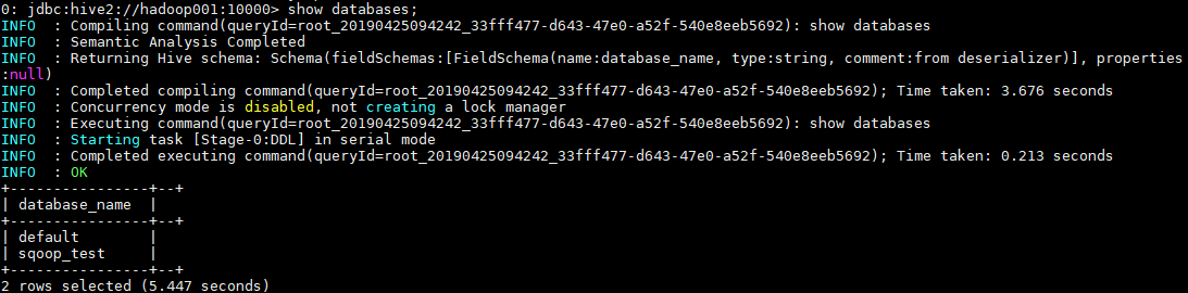 hive-show-database
